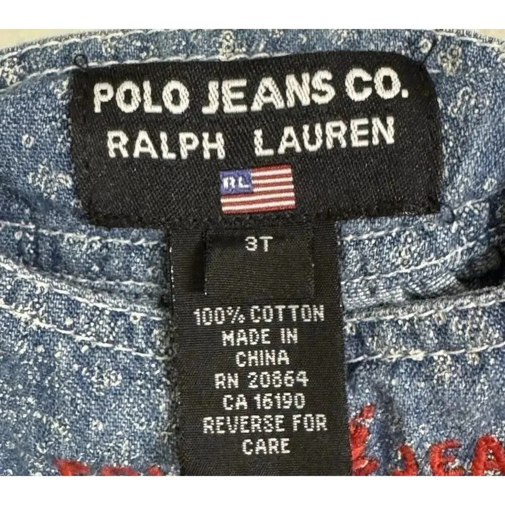 Polo Ralph Lauren Denim Skirtall Toddler Girl 3T Dress Vintage Pockets 90’S